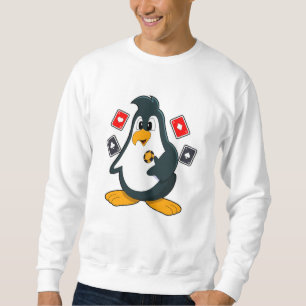 Pinguin im Poker mit Poker-Karten Sweatshirt