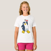Pinguin im Poker mit Poker-Karten T-Shirt (Vorne ganz)