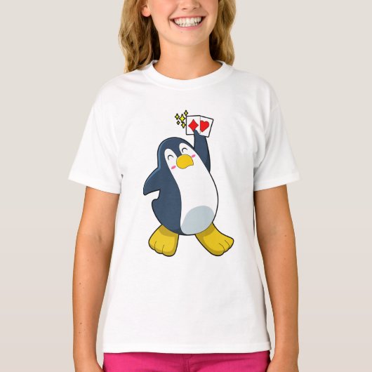 Pinguin im Poker mit Poker-Karten T-Shirt (Vorderseite)