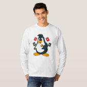 Pinguin im Poker mit Poker-Karten T-Shirt (Vorne ganz)