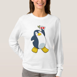 Pinguin im Poker mit Poker-Karten T-Shirt
