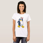 Pinguin im Poker mit Poker-Karten T-Shirt (Vorne ganz)