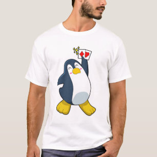 Pinguin im Poker mit Poker-Karten T-Shirt