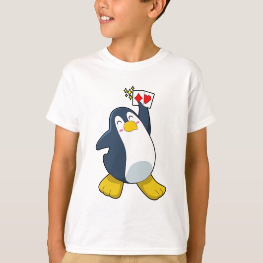 Pinguin im Poker mit Poker-Karten T-Shirt (Vorderseite)