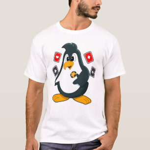 Pinguin im Poker mit Poker-Karten T-Shirt