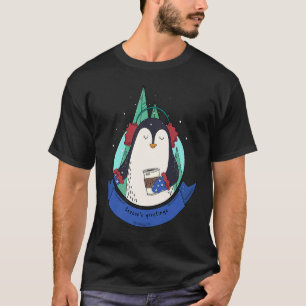 Pinguin im Schnee glücklich mit Kaffee Ohr Muffs M T-Shirt