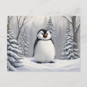 Pinguin im Schneebaugrund Postkarte