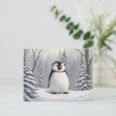 Pinguin im Schneebaugrund Postkarte (Stehend Vorderseite)