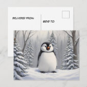 Pinguin im Schneebaugrund Postkarte (Vorne/Hinten)