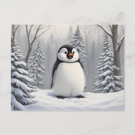 Pinguin im Schneebaugrund Postkarte (Vorderseite)