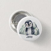 Pinguin im Winter individuell einstellbar Button (Vorne & Hinten)