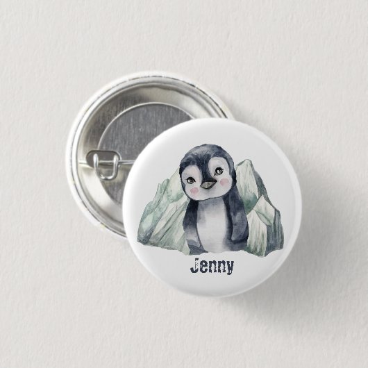 Pinguin im Winter individuell einstellbar Button (Vorne & Hinten)