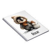 Pinguin im Winter mit Schneemann-Design Notizblock (Rechte Seite)