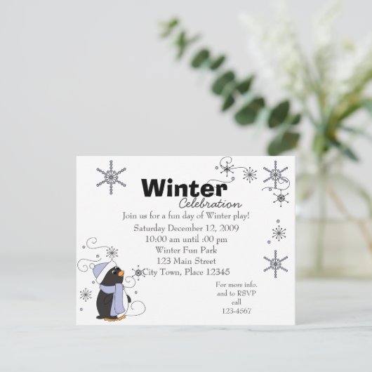 Pinguin in Awe Einladung (Stehend Vorderseite)