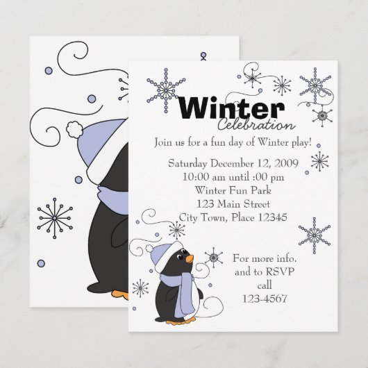 Pinguin in Awe Einladung (Vorne/Hinten)