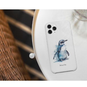 Pinguin in blauer Wasserfarbe Case-Mate iPhone Hülle