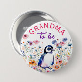 Pinguin in Blume Kinderdusche Oma soll Button (Vorne & Hinten)