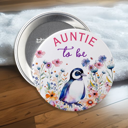 Pinguin in Blume Kinderdusche zu sein Button