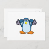 Pinguin in Bodybuilding mit Dumbells Postkarte (Vorne/Hinten)