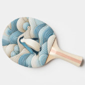 Pinguin in Cream Blue Abstrakt Waves Tischtennis Schläger (Seitenansicht)