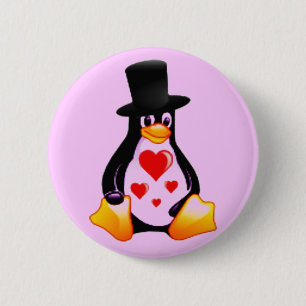 Pinguin in der Liebe Button