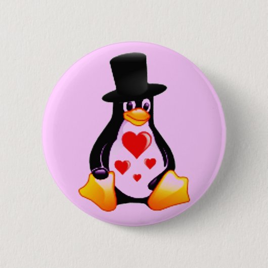 Pinguin in der Liebe Button (Vorderseite)