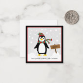 Pinguin in der Schnee Weihnachts-Mini-Karte Mitteilungskarte (Vorderseite/Rückseite Beispiel)
