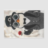 Pinguin in einem Anzug + Rote Rose AH5Z Decoupage Seidenpapier (Vorderseite)