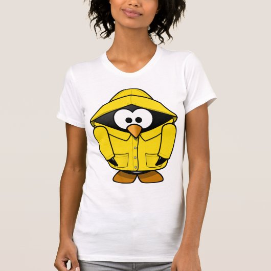 Pinguin in einem gelben Regenmantel Frauen T - Shi T-Shirt (Vorderseite)