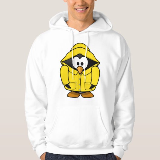 Pinguin in einem gelben Regenmantel Hoodie (Vorderseite)