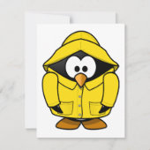 Pinguin in einem Gelbmantel Einladung (Vorderseite)
