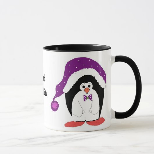 Pinguin in einem Lila Hut Tasse (Rechts)