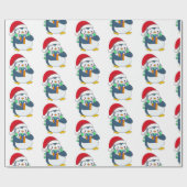 Pinguin in einem Weihnachtshut mit Geschenk Geschenkpapier (Flach)