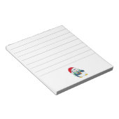 Pinguin in einem Weihnachtshut mit Geschenk Notizblock (angewinkelt)