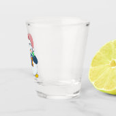 Pinguin in einem Weihnachtshut mit Geschenk Schnapsglas (Rechts)