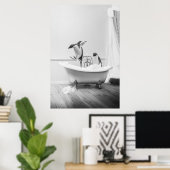 Pinguin in einer Badewanne Poster (Heimbüro)