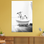 Pinguin in einer Badewanne Poster Leinwanddruck (Insitu (Wohnzimmer))