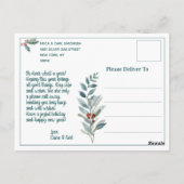 Pinguin in einer eisigen, schneesicheren Winterlan Postkarte (Rückseite)