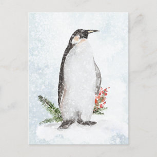 Pinguin in einer eisigen winterlichen Schneelandsc Postkarte