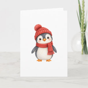 Pinguin in einer gestrickten Mütze Karte