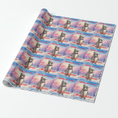 Pinguin in einer verschneiten Landschaft Frohe Wei Geschenkpapier (Ungerollt)