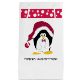 Pinguin in einer Weihnachtsmannmütze Kleine Geschenktüte (Vorderseite)