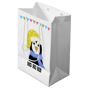 Pinguin in Feiertagshut und Schal Mittlere Geschenktüte