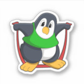 Pinguin in Fitness mit Skipping rope.PNG Aufkleber (Vorderseite)