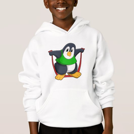 Pinguin in Fitness mit Skipping rope.PNG Hoodie (Vorderseite)