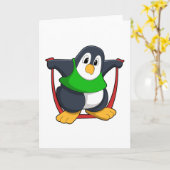 Pinguin in Fitness mit Skipping rope.PNG Karte (Gelbe Blume)