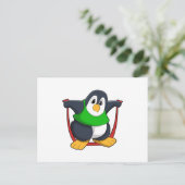 Pinguin in Fitness mit Skipping rope.PNG Postkarte (Stehend Vorderseite)