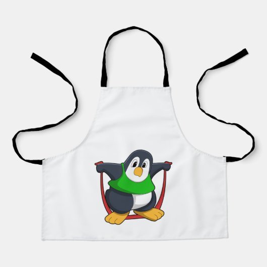 Pinguin in Fitness mit Skipping rope.PNG Schürze (Vorderseite)