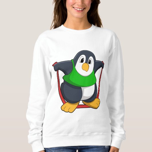Pinguin in Fitness mit Skipping rope.PNG Sweatshirt (Vorderseite)