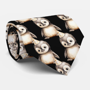 Pinguin in Geburtstagshut-Halsband Krawatte